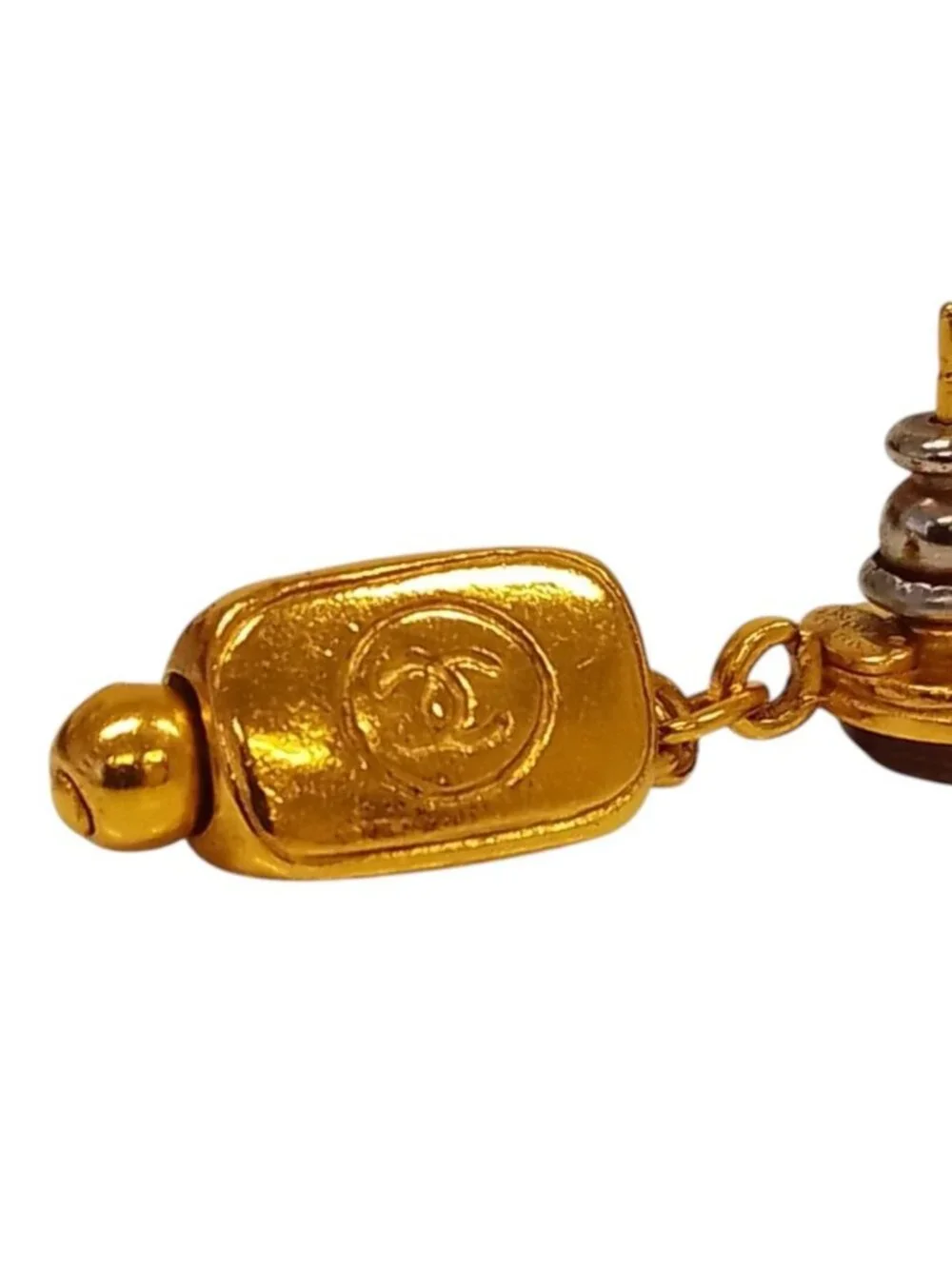 Chanel Vintage Gripoix Swing Earrings Gold Plated